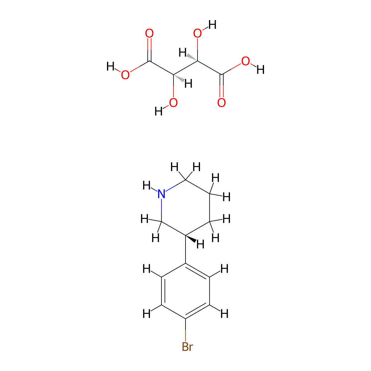 (R)-3-(4-bromophenyl)piperidine (2R,3R)-2,3-dihydroxysuccinate molecular structure, CAS 2244064-18-2