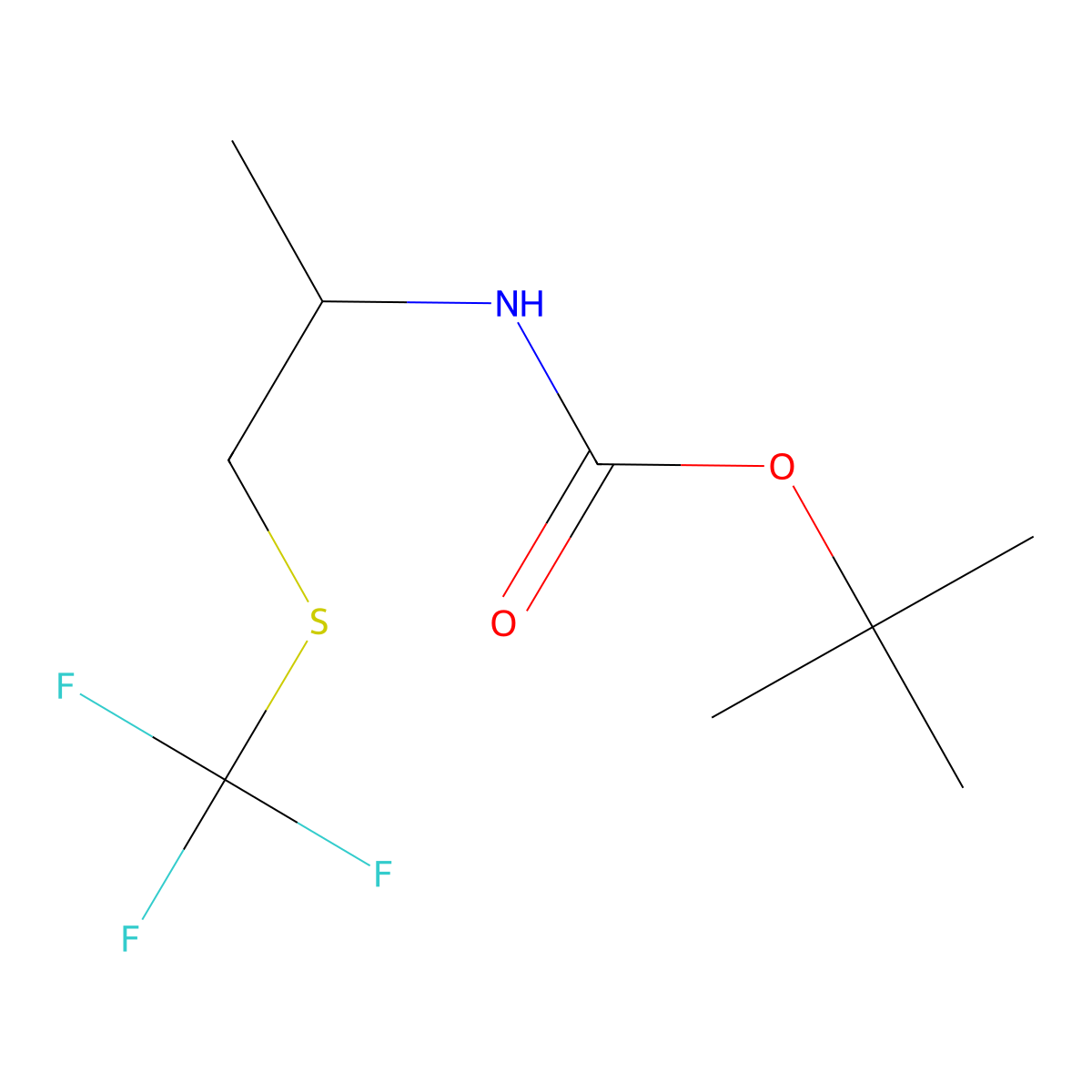 tert-Butyl (R)-(1-((trifluoromethyl)thio)propan-2-yl)carbamate molecular structure, CAS 2244064-22-8