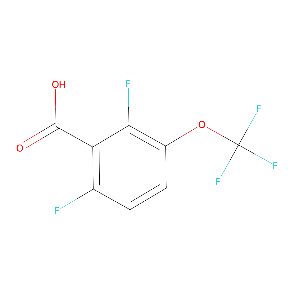 2,6-Difluoro-3-(trifluoromethoxy)benzoic acid molecular structure, CAS 2244077-26-5