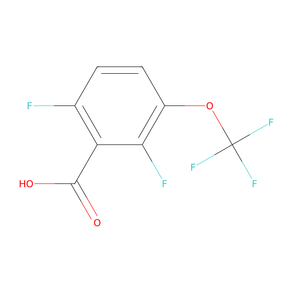 2,6-Difluoro-3-(trifluoromethoxy)benzoic acid molecular structure, CAS 2244077-26-5