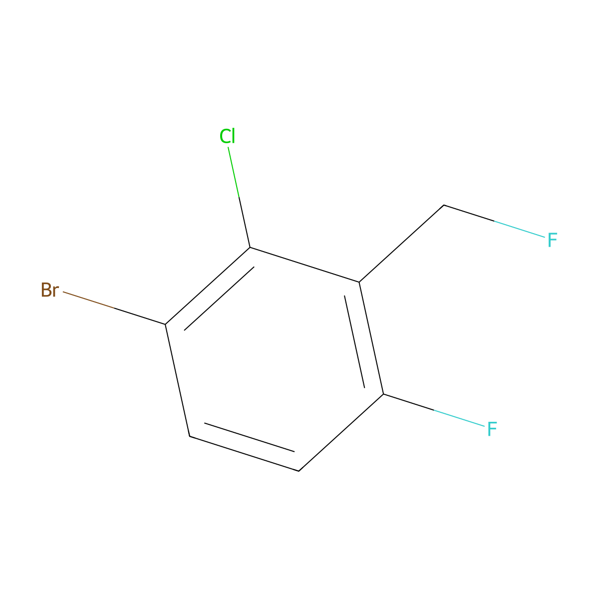 3-Bromo-2-chloro-6-fluorobenzyl fluoride molecular structure, CAS 2244083-98-3