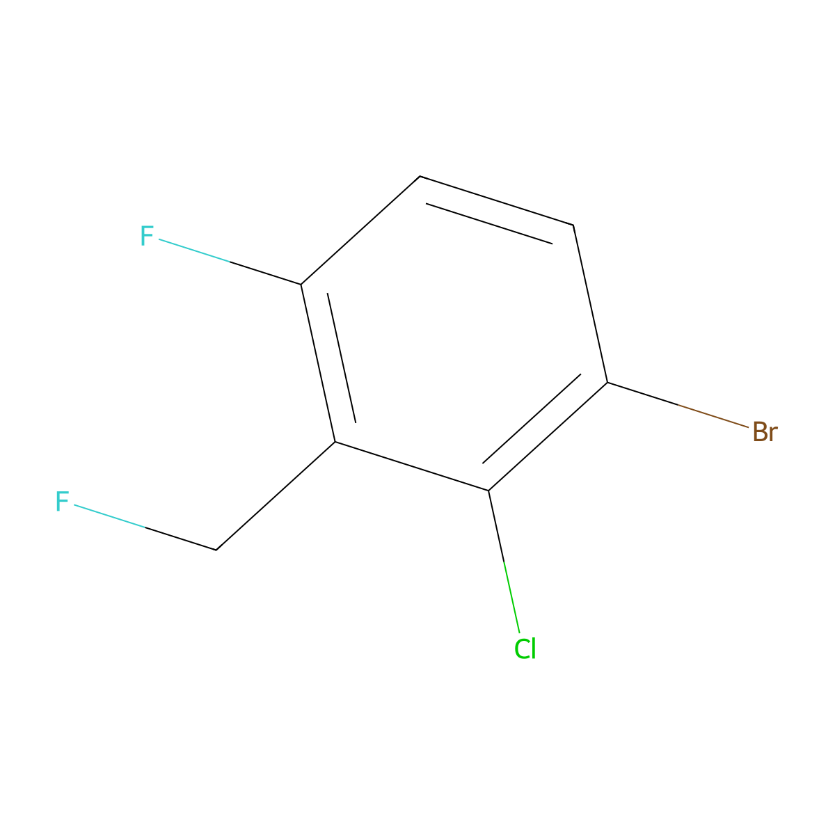 3-Bromo-2-chloro-6-fluorobenzyl fluoride molecular structure, CAS 2244083-98-3