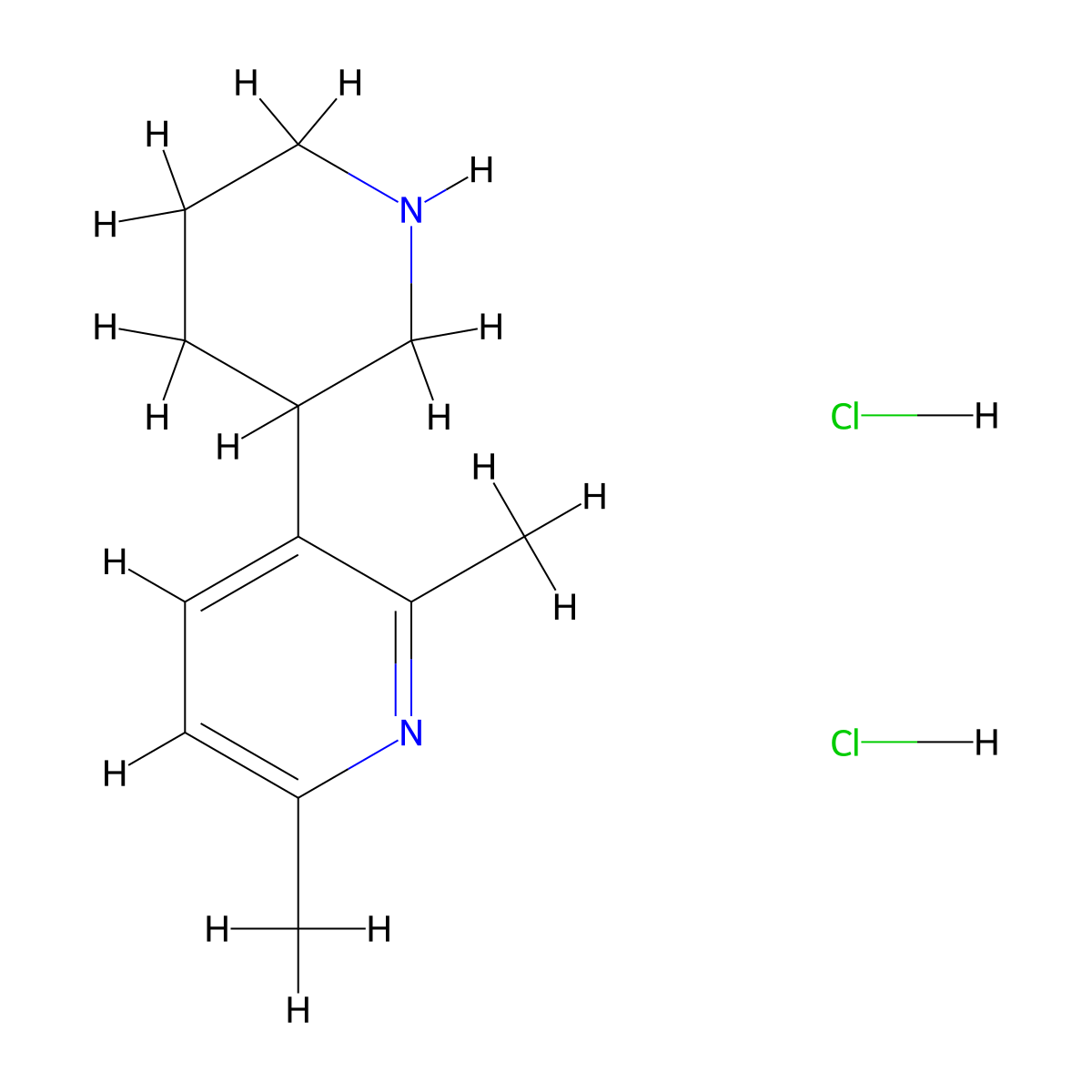 2,6-Dimethyl-3-(piperidin-3-yl)pyridine dihydrochloride molecular structure, CAS 2244084-77-1