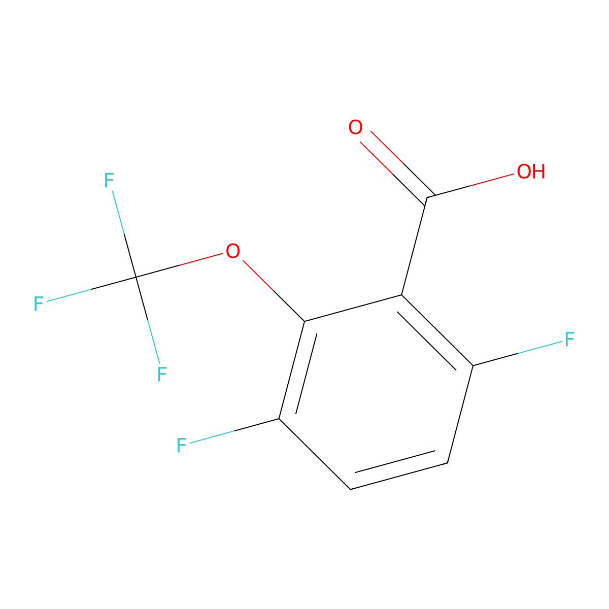 3,6-Difluoro-2-(trifluoromethoxy)benzoic acid molecular structure, CAS 2244085-97-8