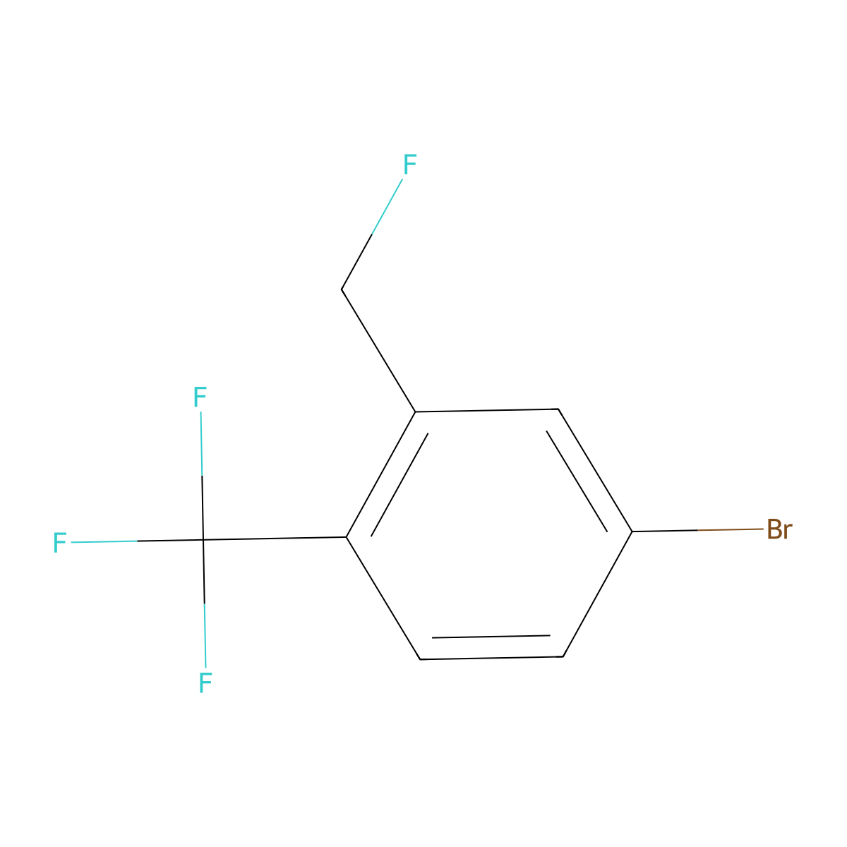 5-Bromo-2-(trifluoromethyl)benzyl fluoride molecular structure, CAS 2244086-36-8