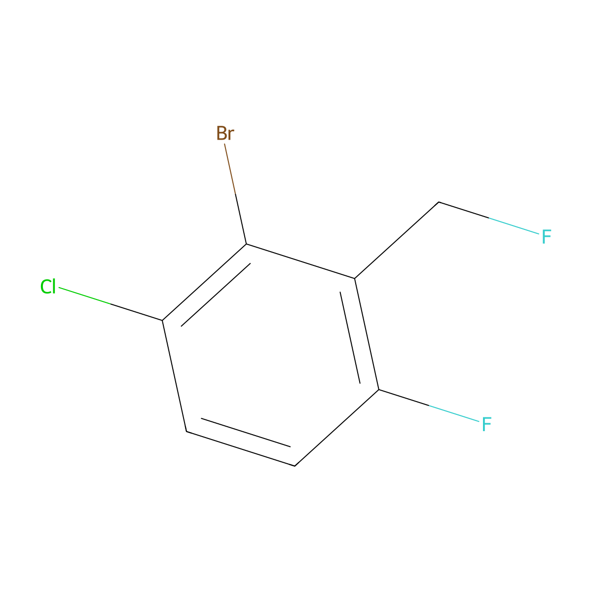 2-Bromo-3-chloro-6-fluorobenzyl fluoride molecular structure, CAS 2244087-33-8