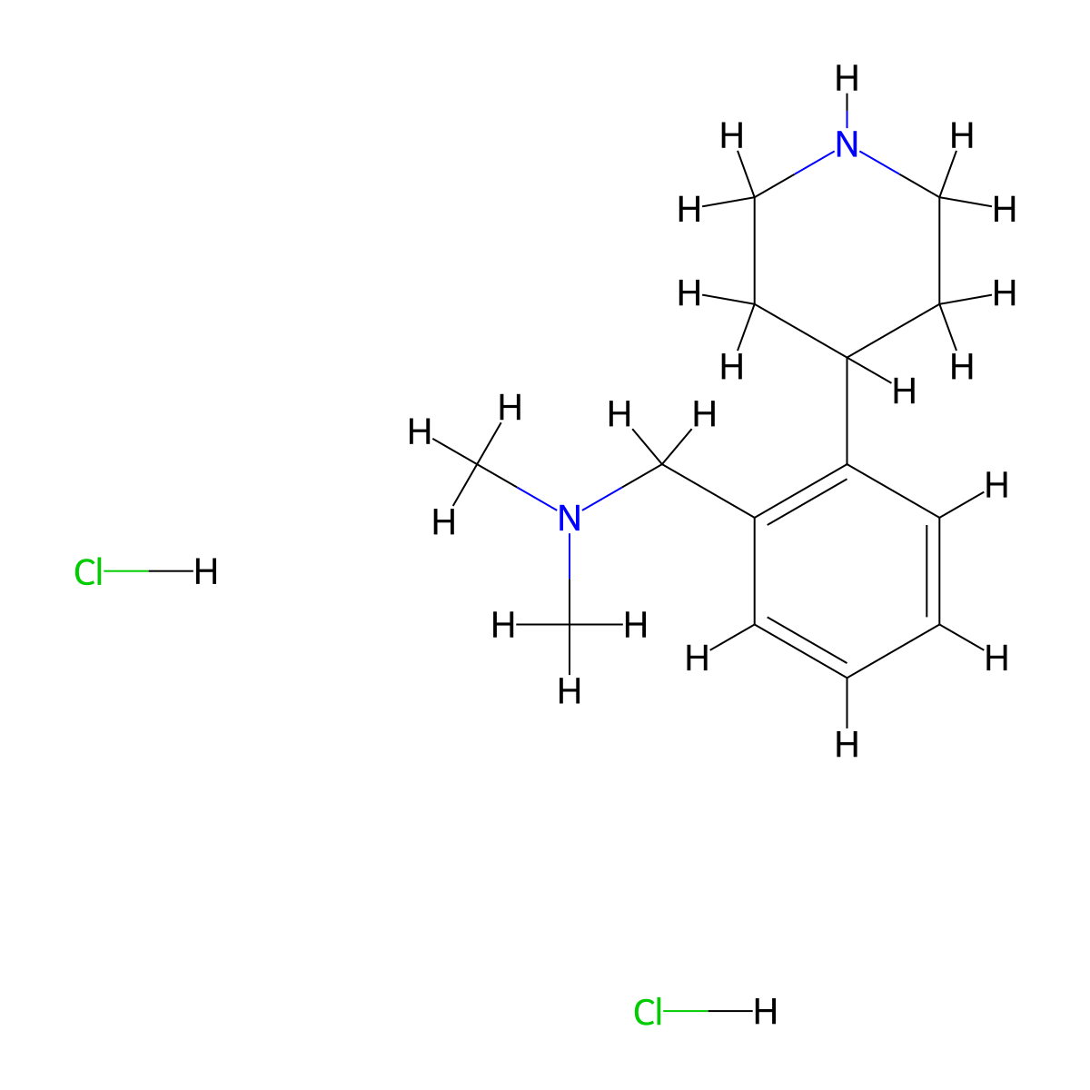 N,N-Dimethyl-1-(2-(piperidin-4-yl)phenyl)methanamine dihydrochloride molecular structure, CAS 2244087-45-2