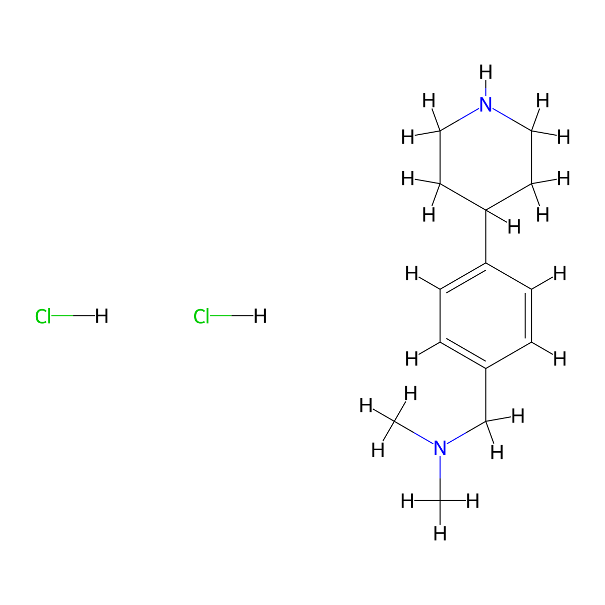 N,N-Dimethyl-1-(4-(piperidin-4-yl)phenyl)methanamine dihydrochloride molecular structure, CAS 2244087-73-6