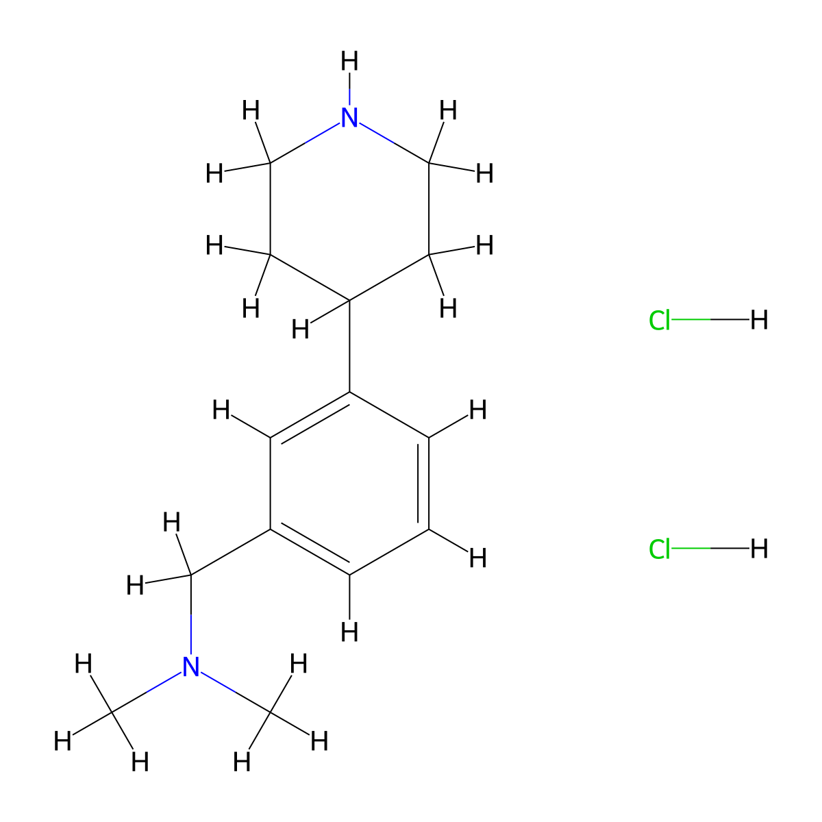 N,N-Dimethyl-1-(3-(piperidin-4-yl)phenyl)methanamine dihydrochloride molecular structure, CAS 2244088-27-3