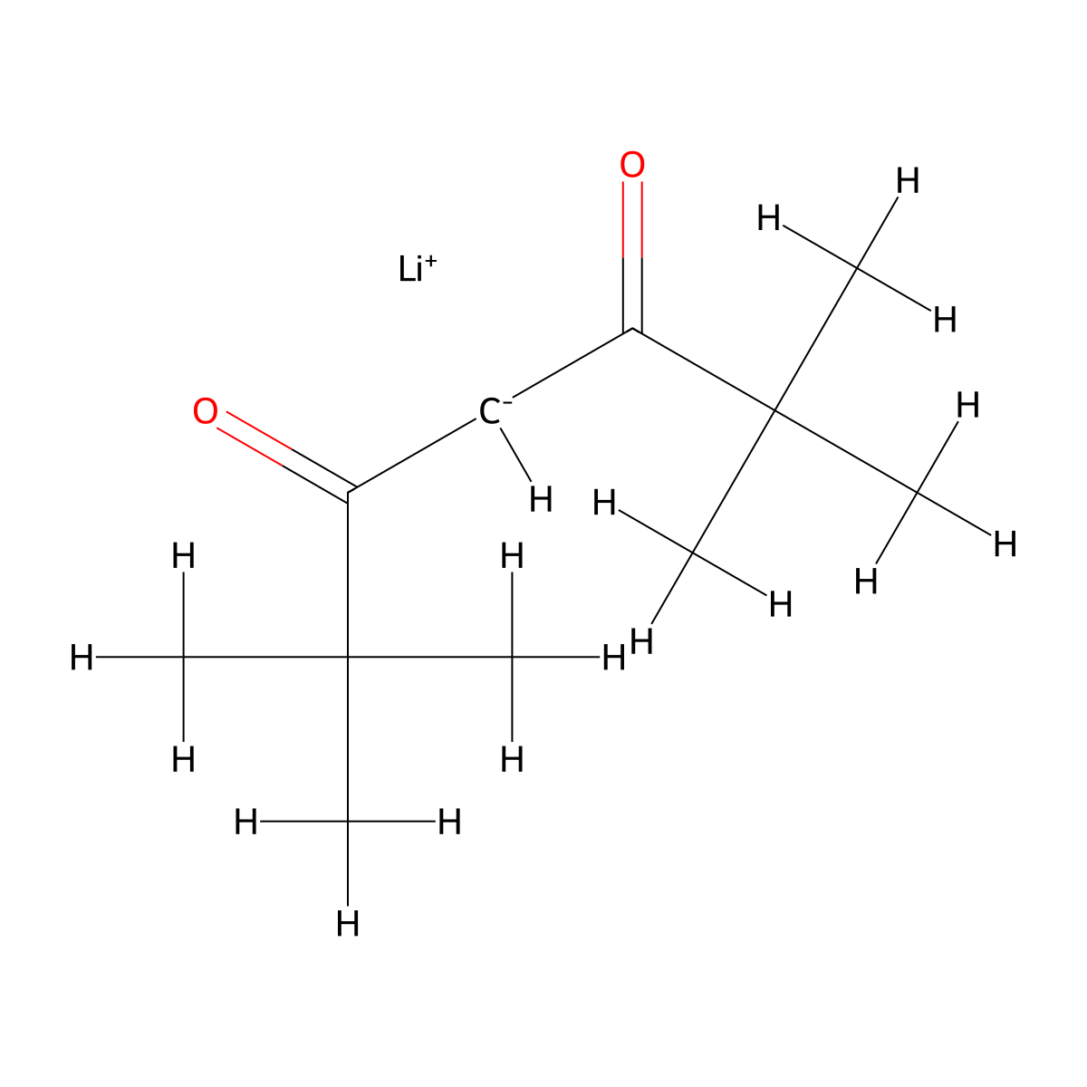 (2,2,6,6-Tetramethyl-3,5-heptanedionato)lithium molecular structure, CAS 22441-13-0