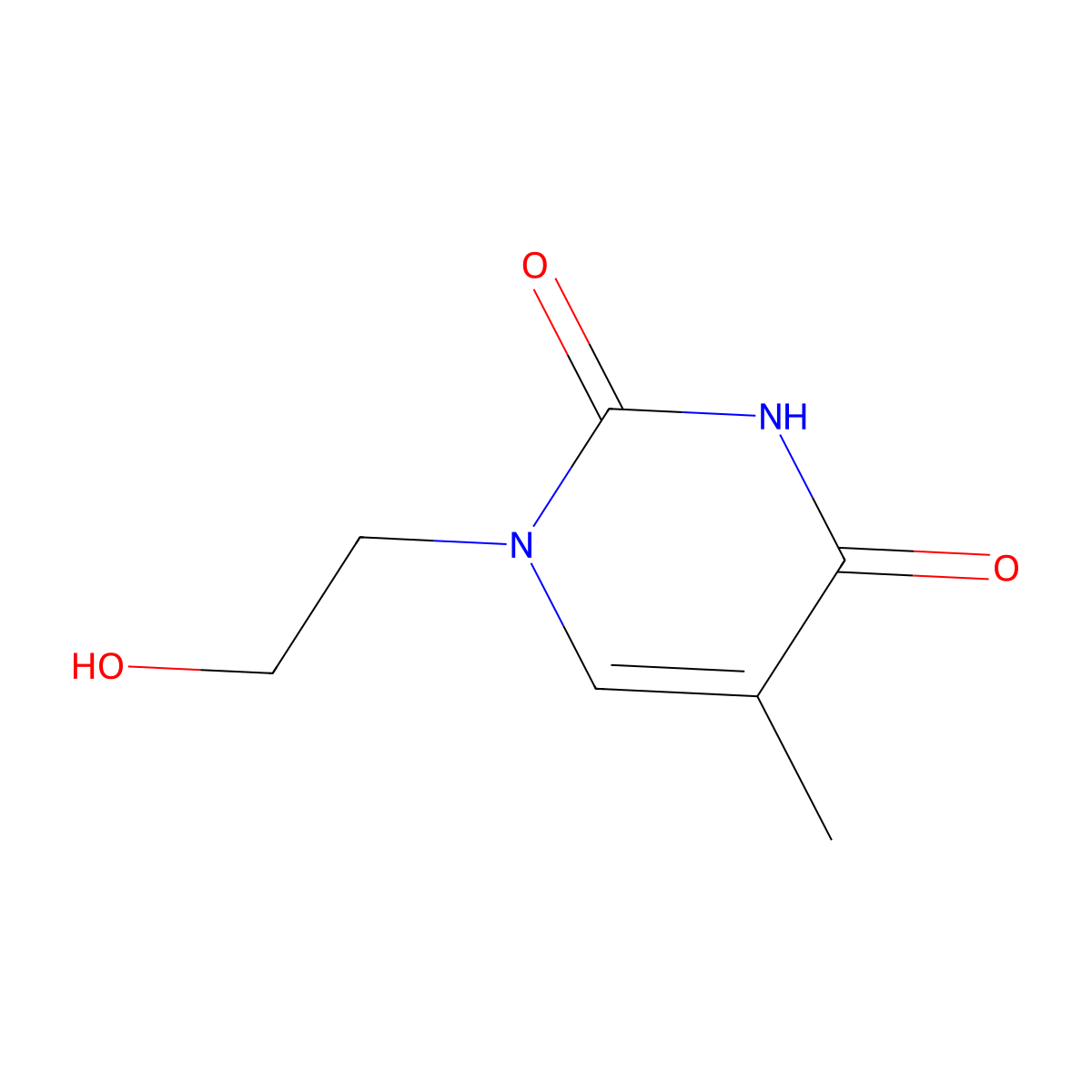 1-(2-Hydroxyethyl)-5-methyl-1,2,3,4-tetrahydropyrimidine-2,4-dione molecular structure, CAS 22441-51-6