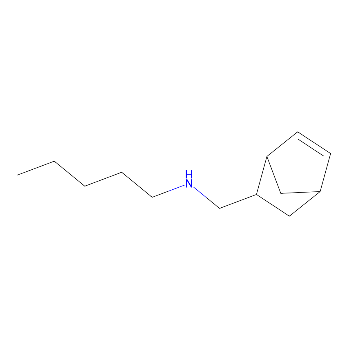 {Bicyclo[2.2.1]hept-5-en-2-ylmethyl}(pentyl)amine molecular structure, CAS 22441-58-3