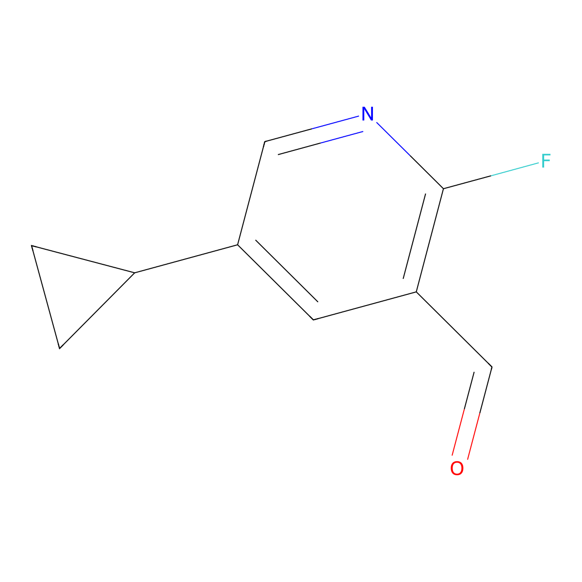 5-Cyclopropyl-2-flluoropyridine-3-carboxaldehyde molecular structure, CAS 2244107-70-6