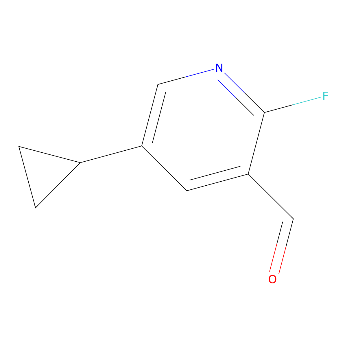 5-Cyclopropyl-2-flluoropyridine-3-carboxaldehyde molecular structure, CAS 2244107-70-6