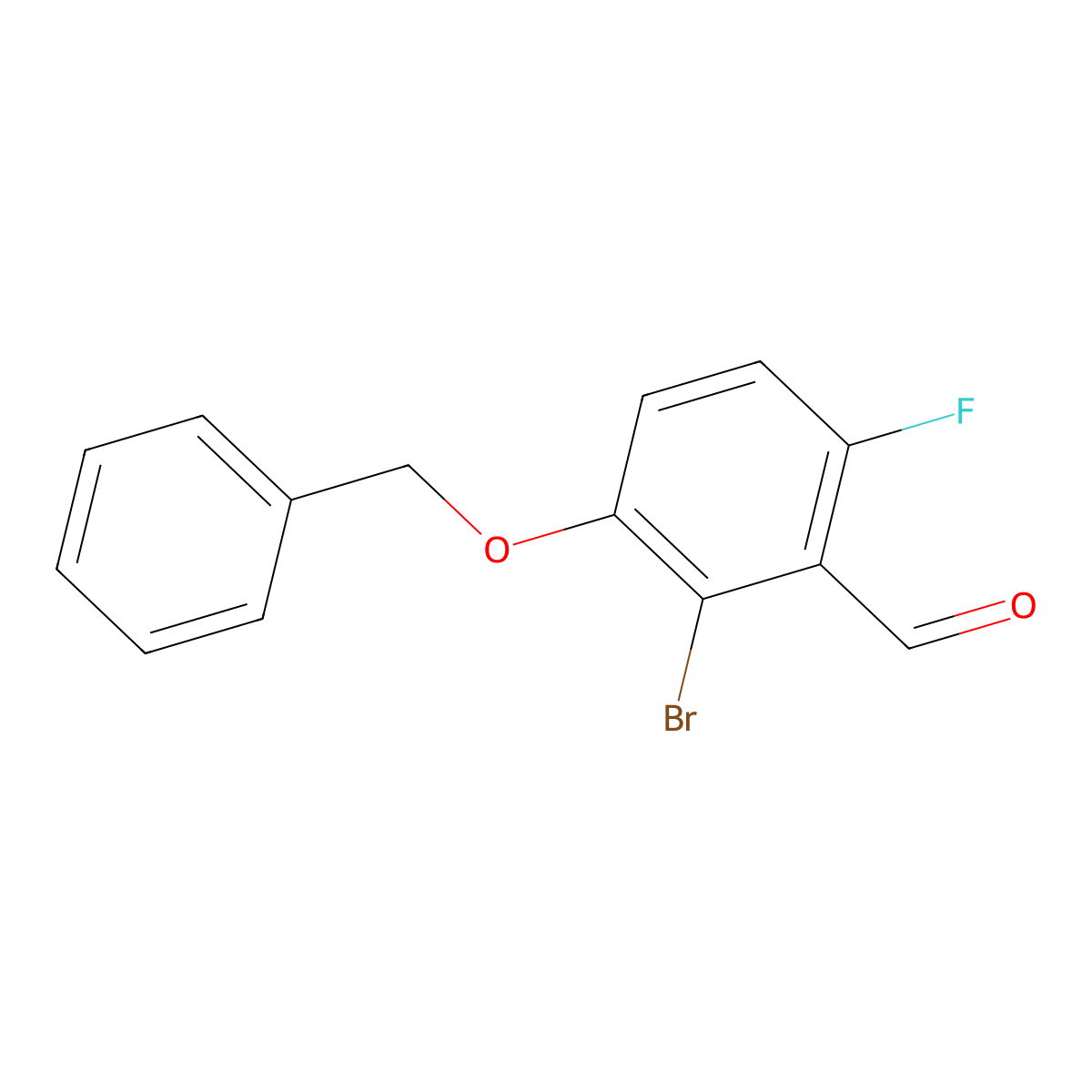 2-Bromo-6-fluoro-3-phenylmethoxybenzaldehyde molecular structure, CAS 2244107-76-2