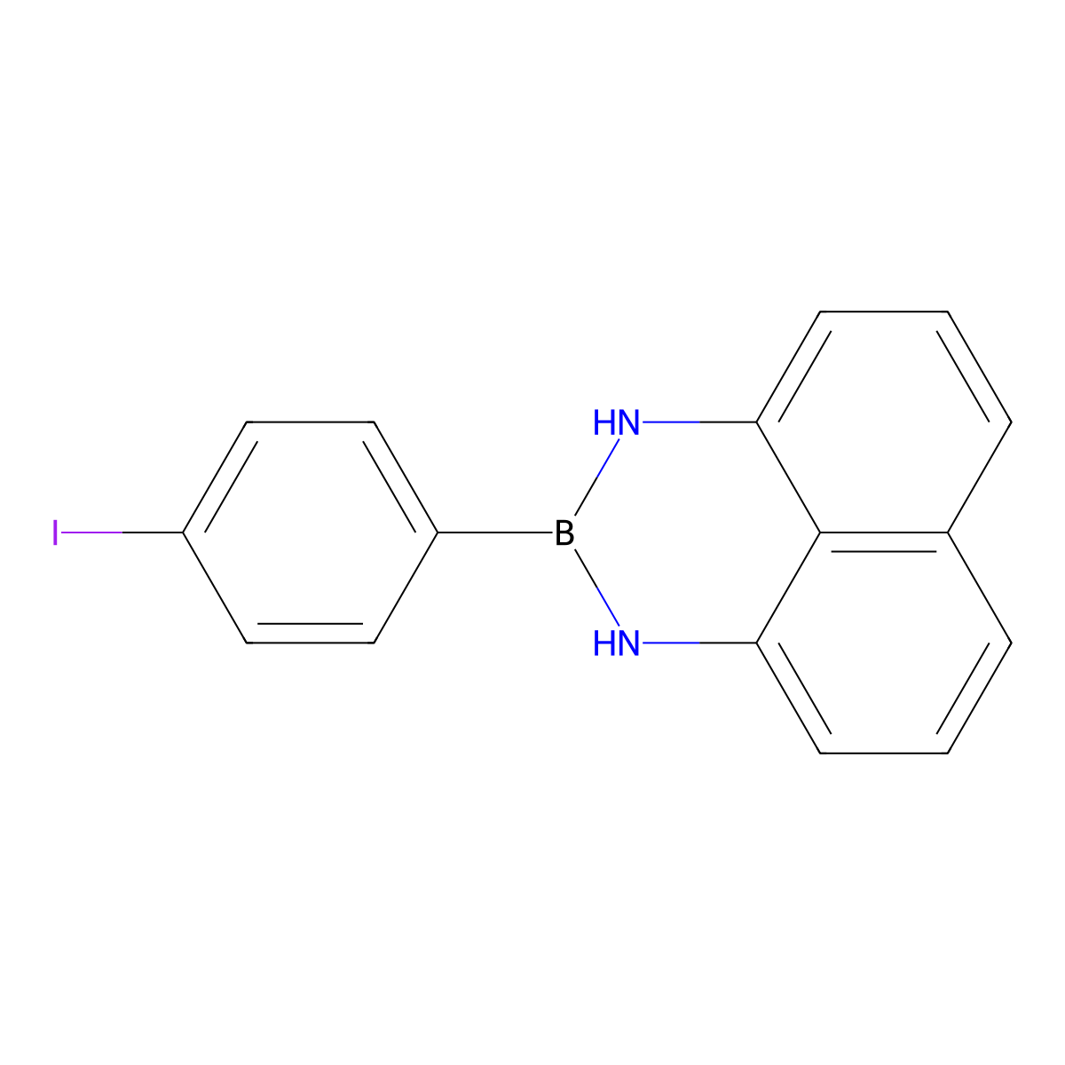 2-(4-iodophenyl)-2,3-dihydro-1H-naphtho(1,8-de)(1,3,2)diazaborinine molecular structure, CAS 2244113-07-1