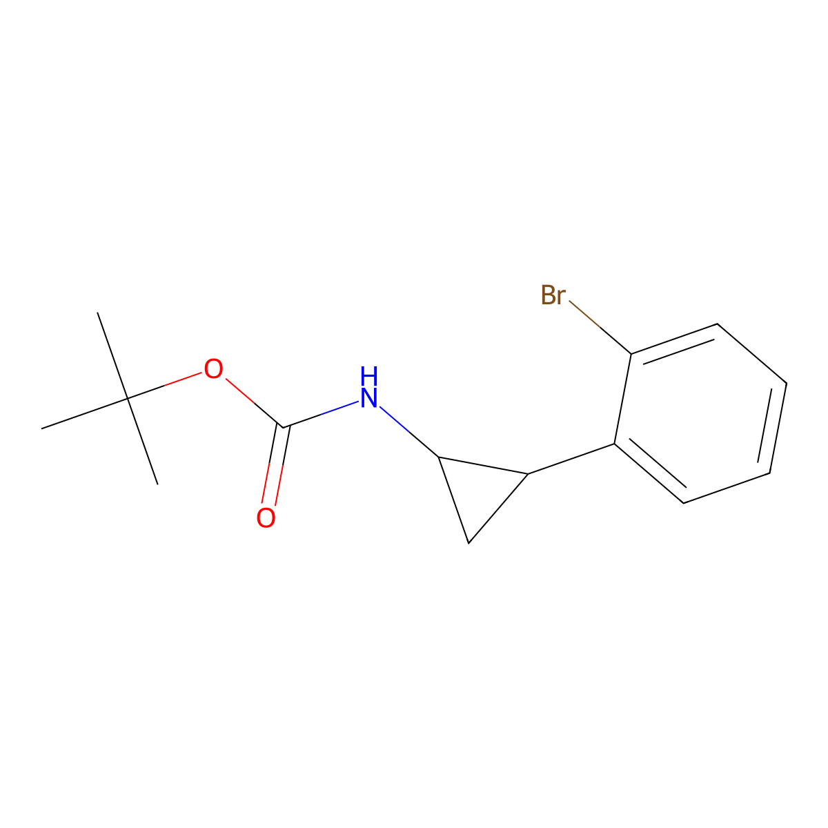 rac-tert-butyl N-[(1R,2S)-2-(2-bromophenyl)cyclopropyl]carbamate molecular structure, CAS 2244177-52-2