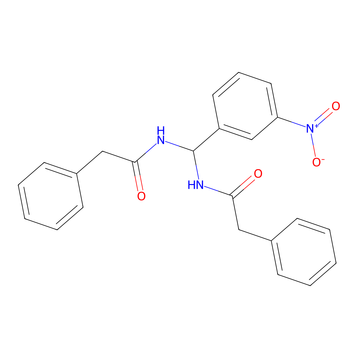 N-((3-Nitrophenyl)((phenylacetyl)amino)methyl)-2-phenylacetamide molecular structure, CAS 22442-74-6