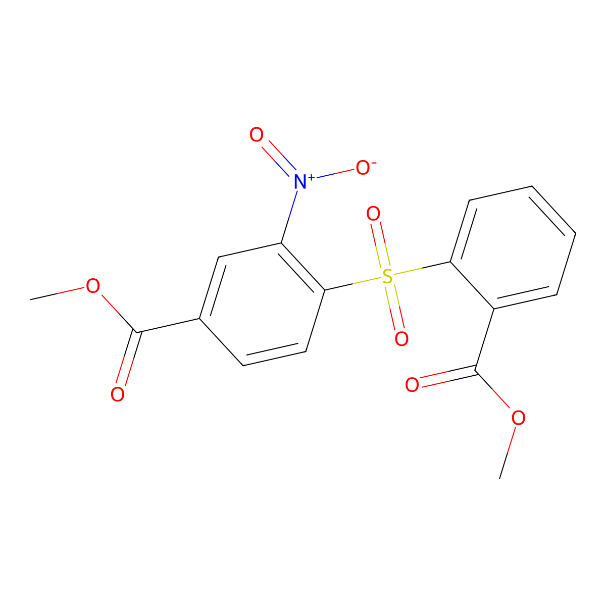 Methyl 4-(2-(methoxycarbonyl)phenylsulfonyl)-3-nitrobenzoate molecular structure, CAS 2244213-82-7