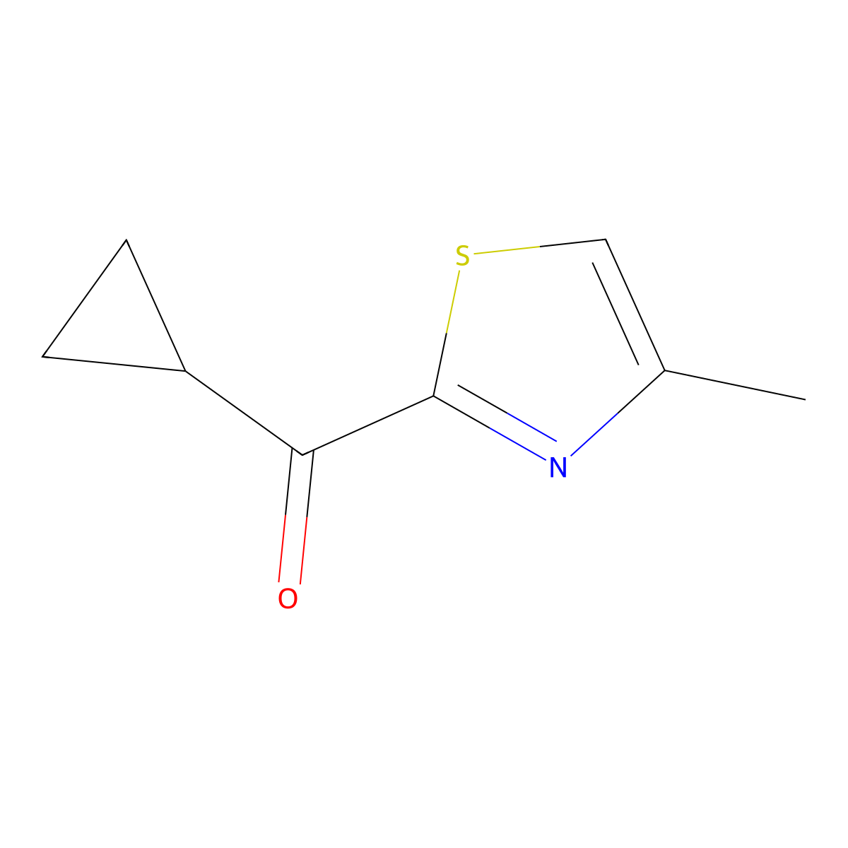 2-Cyclopropanecarbonyl-4-methyl-1,3-thiazole molecular structure, CAS 224425-58-5