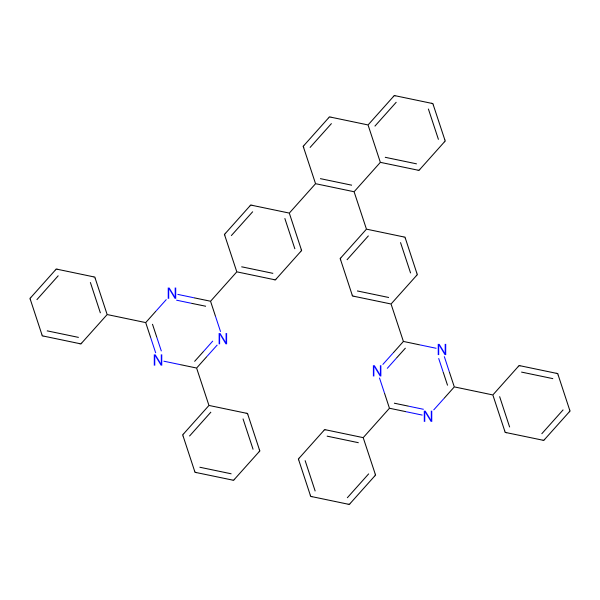 6,6'-(Naphthalene-1,2-diylbis(4,1-phenylene))bis(2,4-diphenyl-1,3,5-triazine) molecular structure, CAS 2244287-14-5