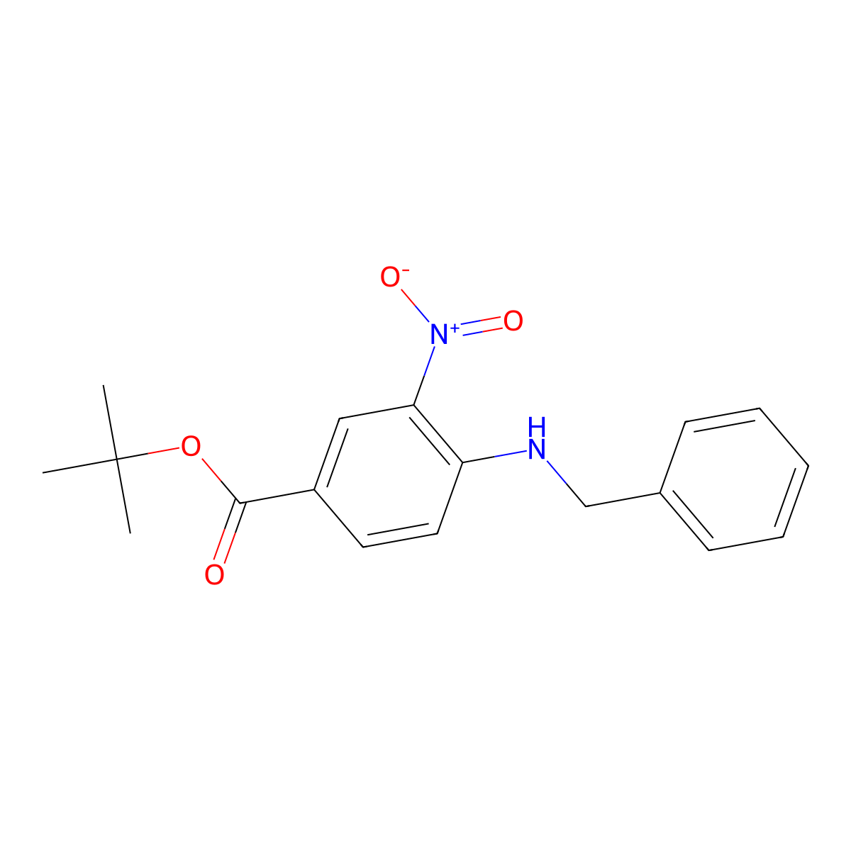 Tert-butyl 4-(benzylamino)-3-nitrobenzoate molecular structure, CAS 2244413-36-1