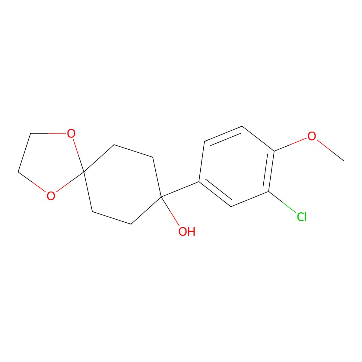 8-(3-Chloro-4-methoxyphenyl)-1,4-dioxaspiro[4.5]decan-8-ol molecular structure, CAS 2244439-23-2