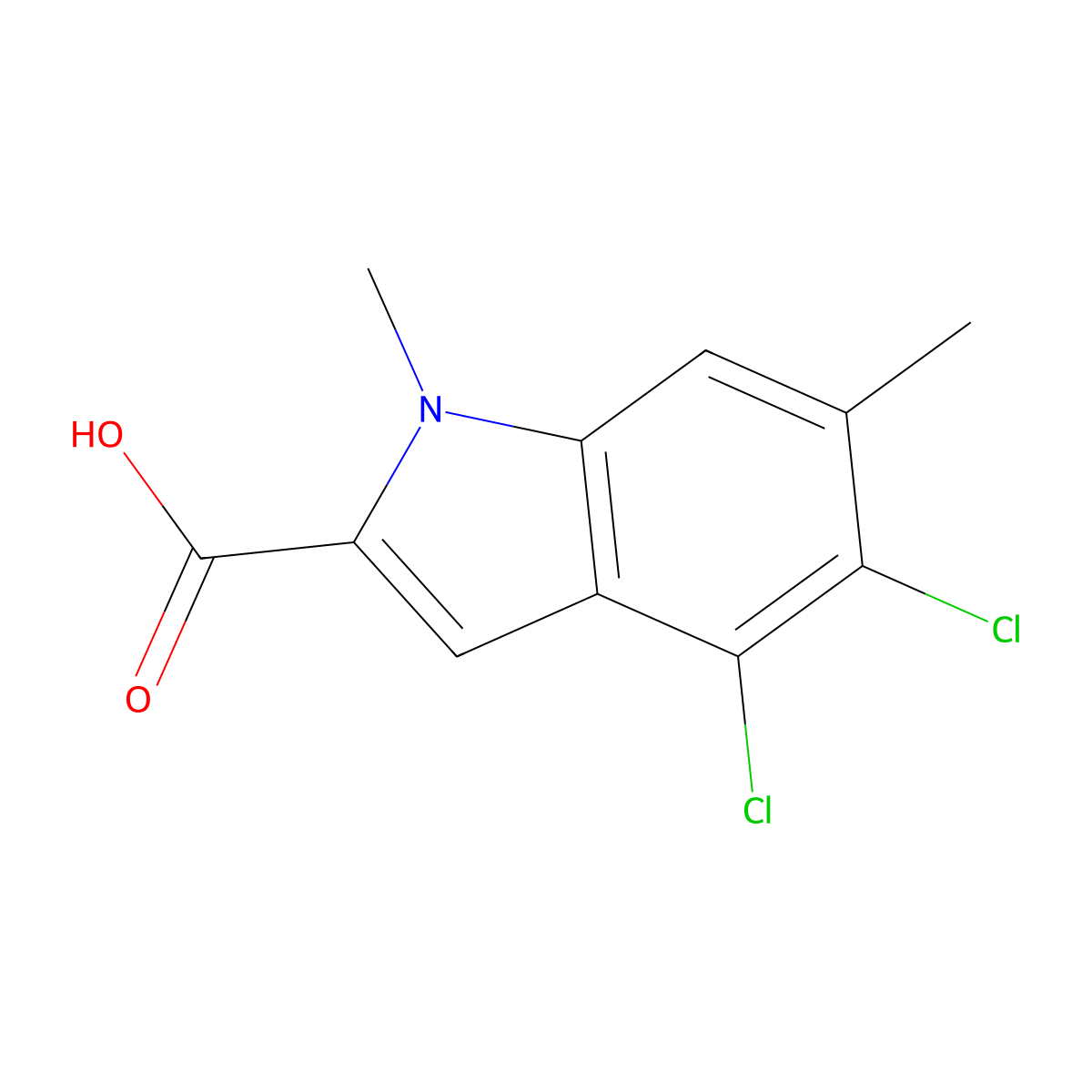 4,5-Dichloro-1,6-dimethylindole-2-carboxylic Acid molecular structure, CAS 2244454-05-3