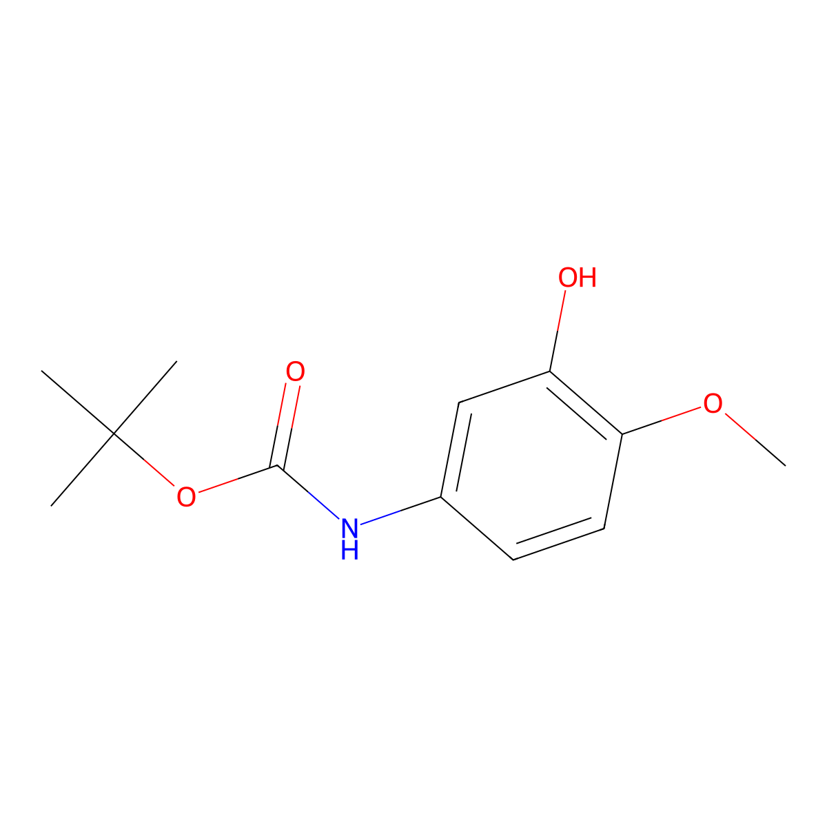 tert-butyl N-(3-hydroxy-4-methoxyphenyl)carbamate molecular structure, CAS 224450-48-0