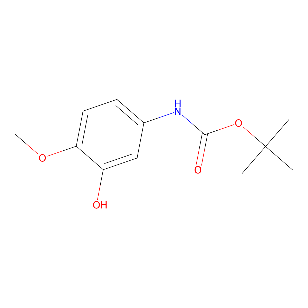 tert-butyl N-(3-hydroxy-4-methoxyphenyl)carbamate molecular structure, CAS 224450-48-0