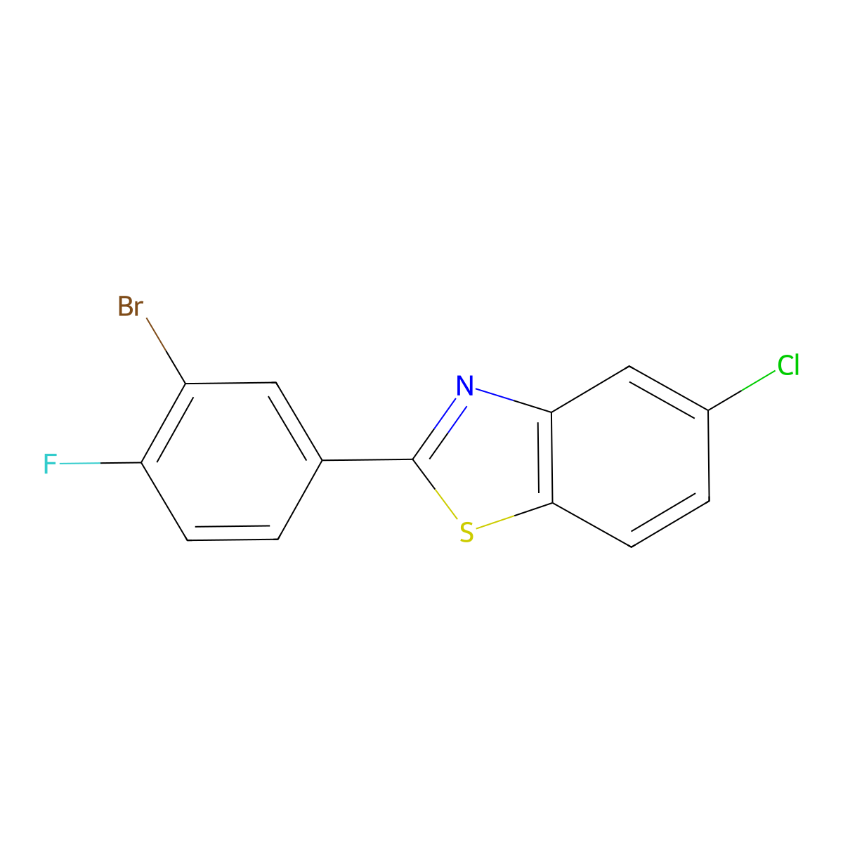 2-(3-Bromo-4-fluorophenyl)-5-chloro-1,3-benzothiazole molecular structure, CAS 2244512-91-0