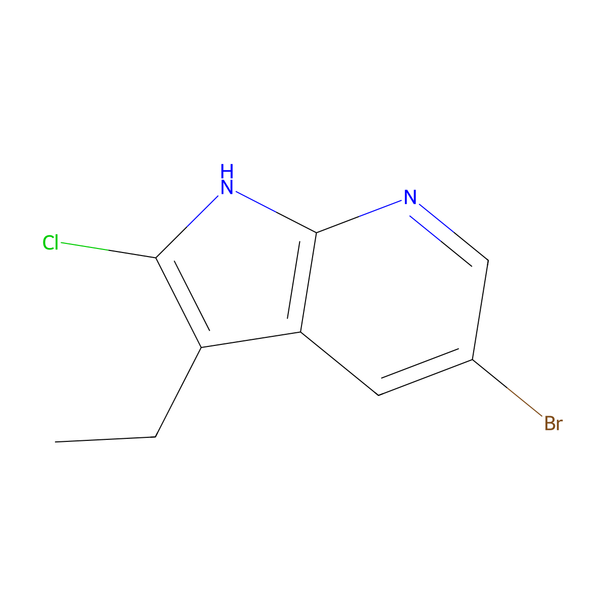 5-bromo-2-chloro-3-ethyl-1H-pyrrolo[2,3-b]pyridine molecular structure, CAS 2244517-36-8