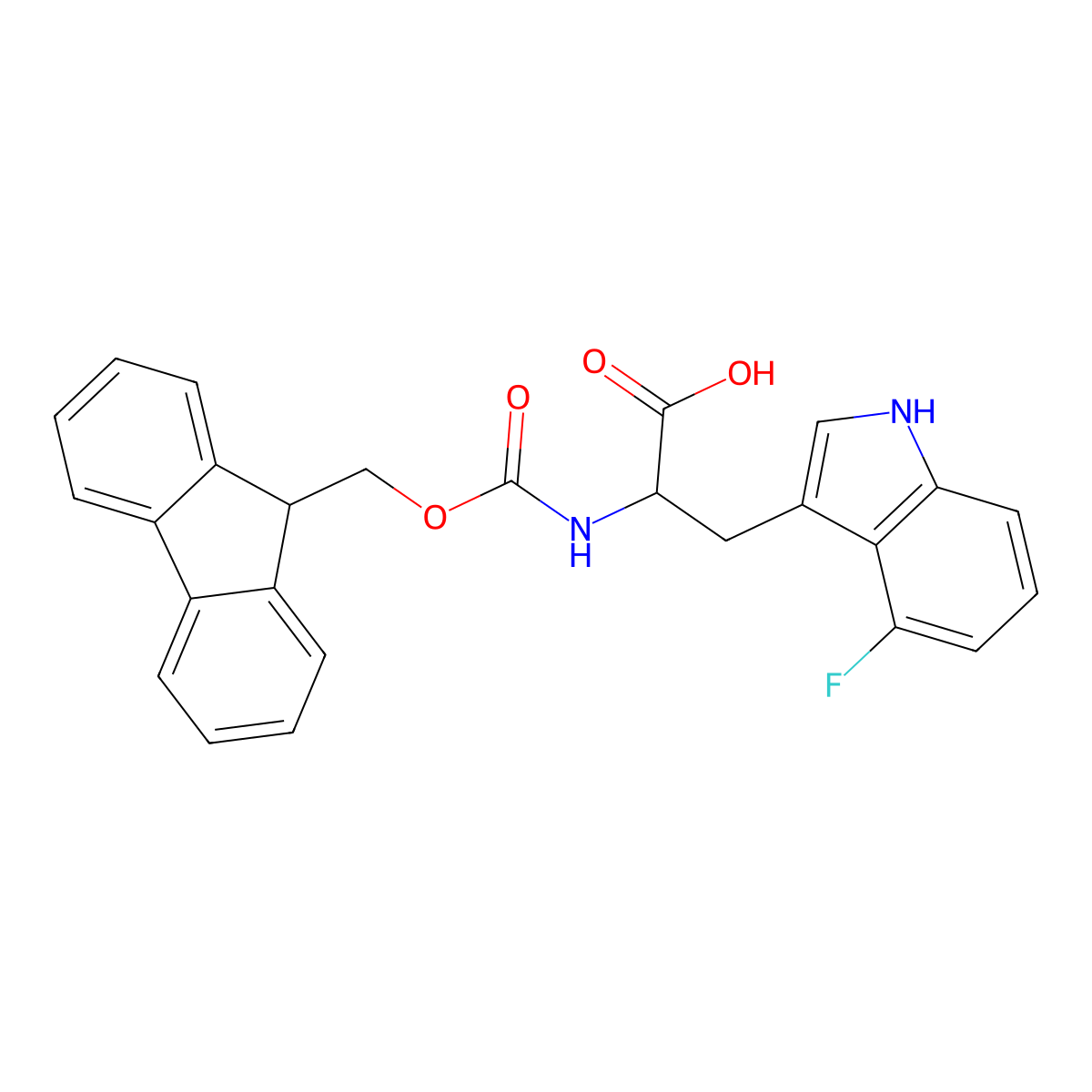(S)-2-((((9H-Fluoren-9-YL)methoxy)carbonyl)amino)-3-(4-fluoro-1H-indol-3-YL)propanoic acid molecular structure, CAS 2244532-65-6
