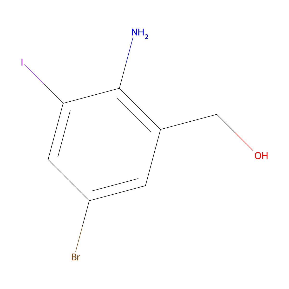 (2-Amino-5-bromo-3-iodophenyl)methanol molecular structure, CAS 2244558-64-1