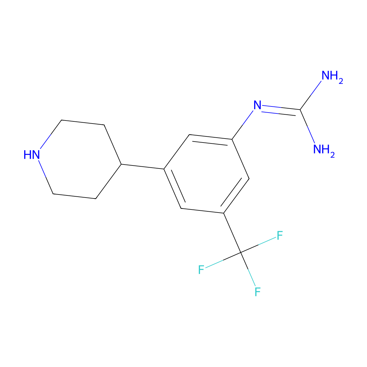 1-[3-Piperidin-4-yl-5-(trifluoromethyl)phenyl]guanidine molecular structure, CAS 2244560-46-9