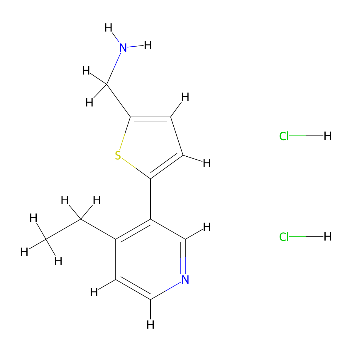 (5-(4-Ethylpyridin-3-yl)thiophen-2-yl)methanamine dihydrochloride molecular structure, CAS 2244569-15-9