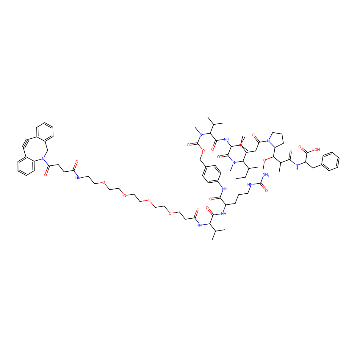 DBCO-PEG4-Val-Cit-PAB-MMAF molecular structure, CAS 2244602-23-9