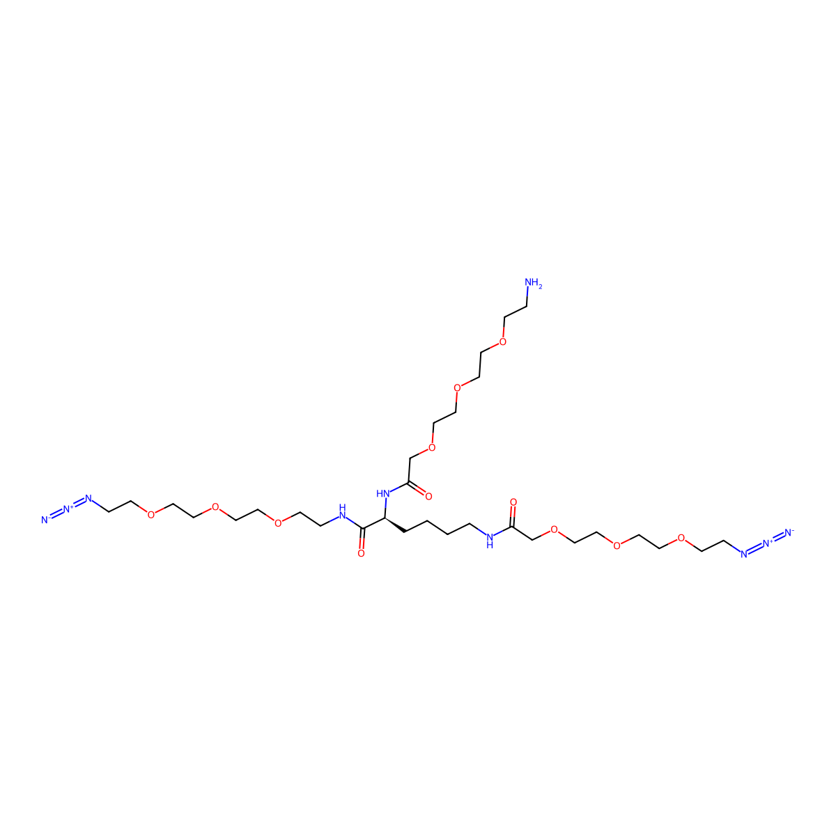 Amine-PEG3-Lys(PEG3-N3)-PEG3-N3 molecular structure, CAS 2244602-35-3