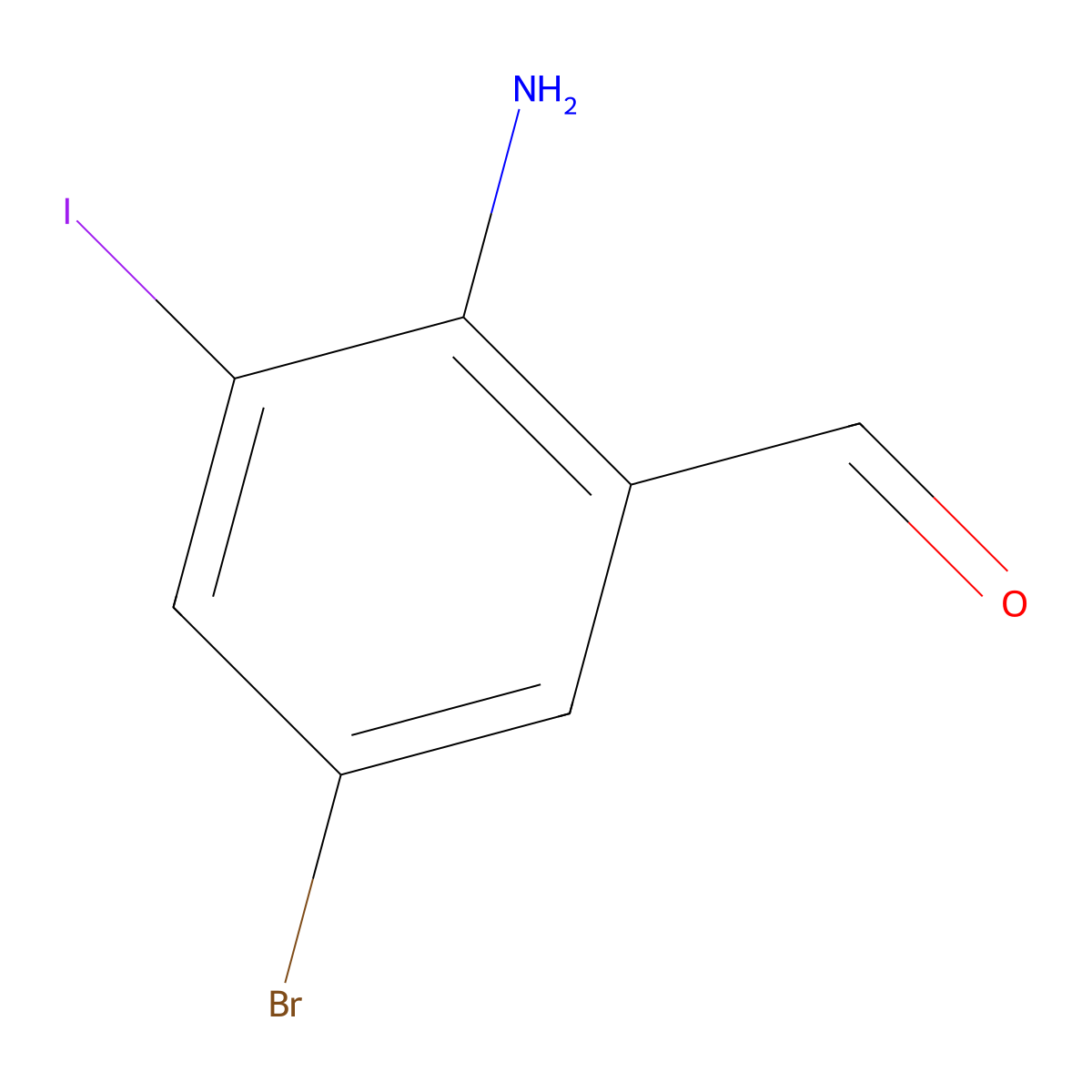 2-Amino-5-bromo-3-iodobenzaldehyde molecular structure, CAS 2244616-25-7