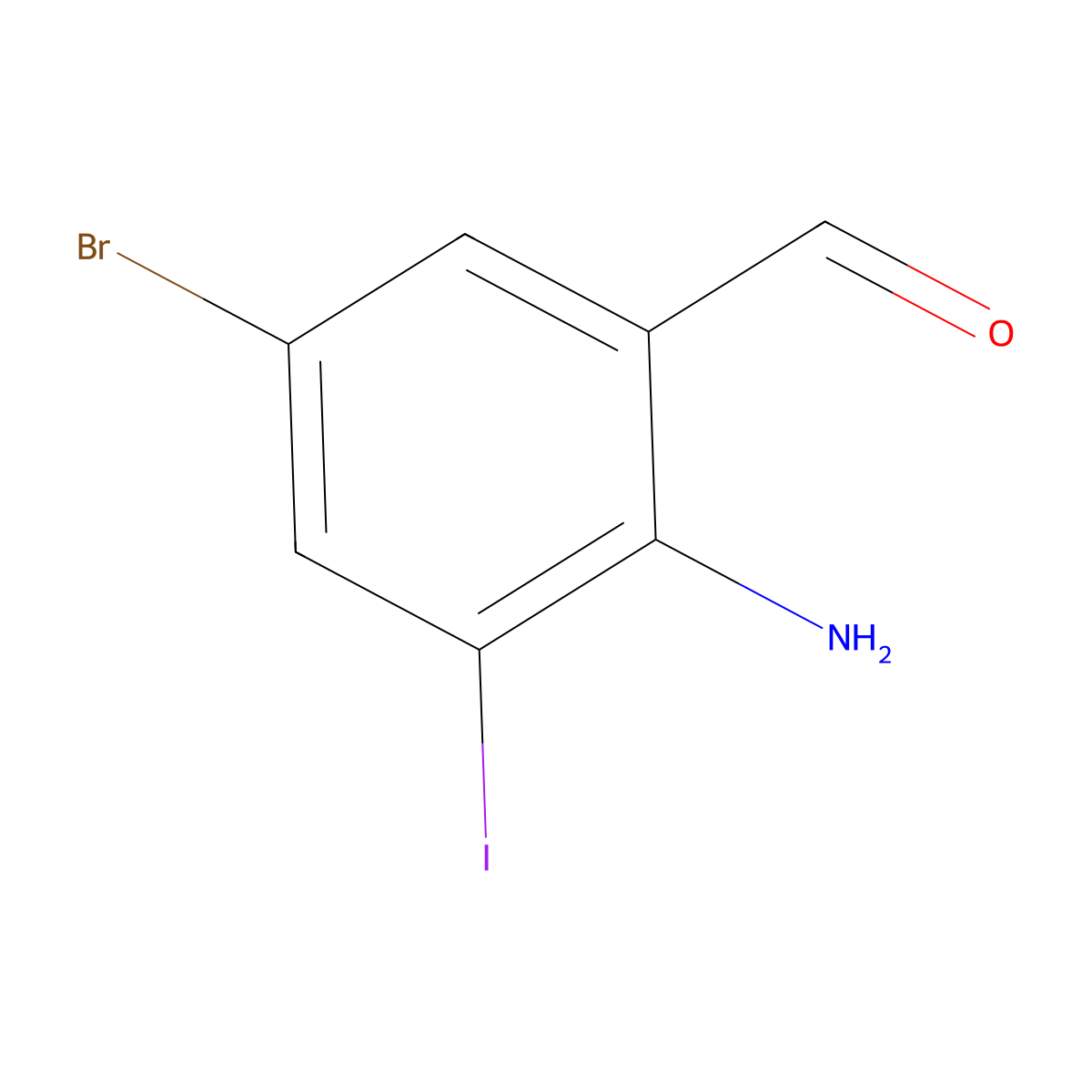 2-Amino-5-bromo-3-iodobenzaldehyde molecular structure, CAS 2244616-25-7