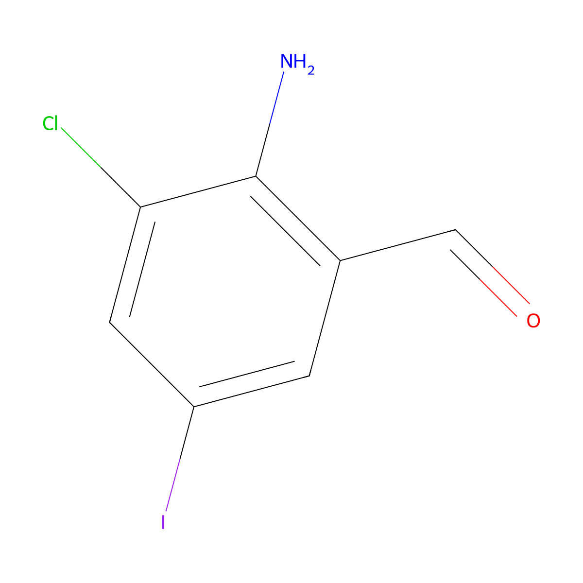 2-Amino-3-chloro-5-iodobenzaldehyde molecular structure, CAS 2244616-88-2