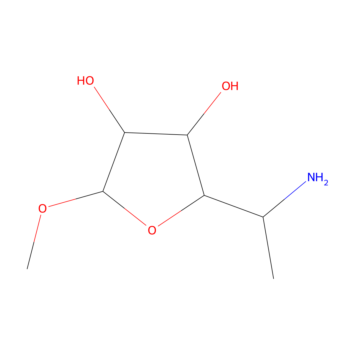 (2R,3S,4R,5R)-2-((S)-1-Aminoethyl)-5-methoxytetrahydrofuran-3,4-diol molecular structure, CAS 2244622-23-7