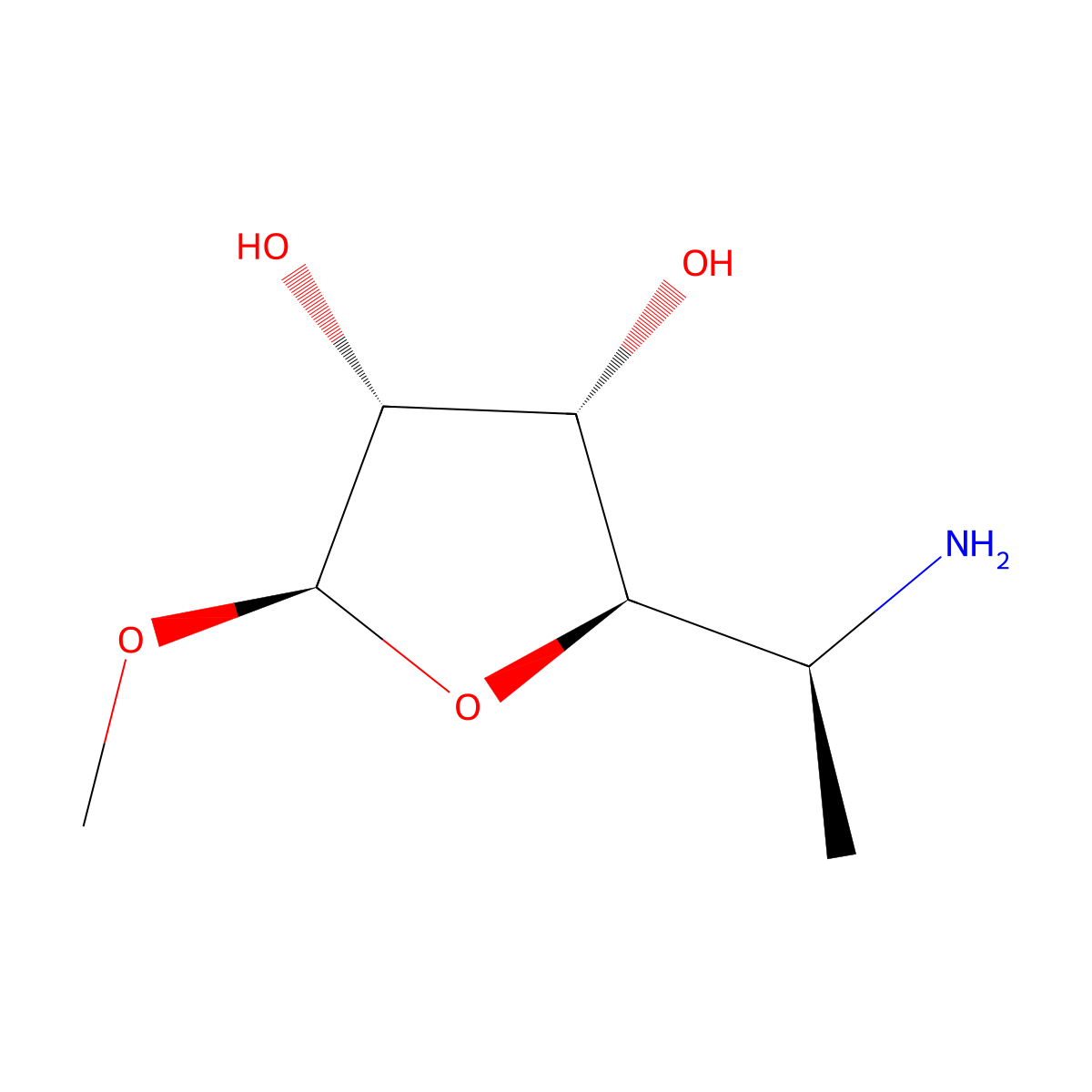 (2R,3S,4R,5R)-2-((S)-1-Aminoethyl)-5-methoxytetrahydrofuran-3,4-diol molecular structure, CAS 2244622-23-7