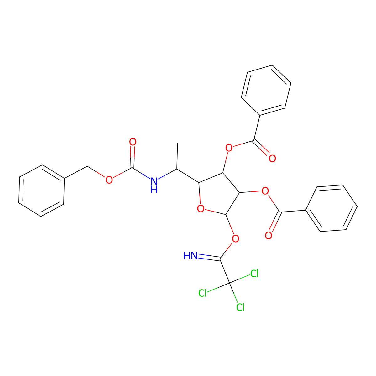 (2R,3R,4R)-2-((S)-1-(((Benzyloxy)carbonyl)amino)ethyl)-5-(2,2,2-trichloro-1-iminoethoxy)tetrahydrofuran-3,4-diyl dibenzoate molecular structure, CAS 2244622-30-6