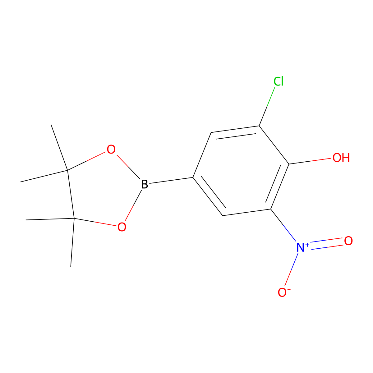 2-Chloro-6-nitro-4-(tetramethyl-1,3,2-dioxaborolan-2-yl)phenol molecular structure, CAS 2244622-57-7