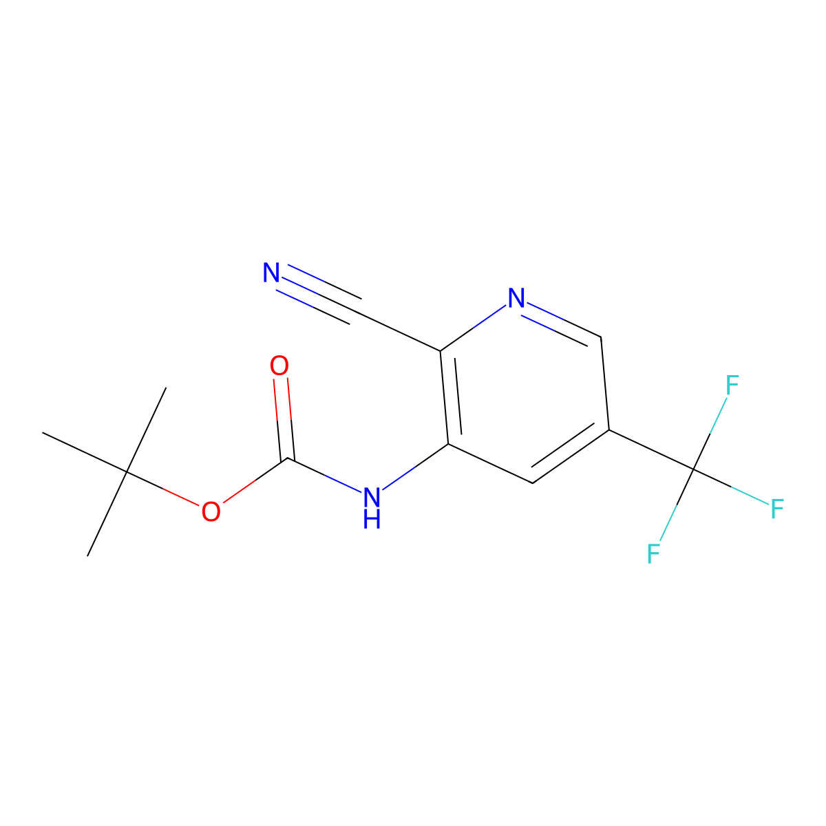tert-butyl N-[2-cyano-5-(trifluoromethyl)pyridin-3-yl]carbamate molecular structure, CAS 2244683-81-4