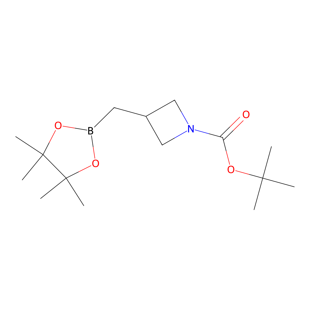 Tert-butyl 3-((tetramethyl-1,3,2-dioxaborolan-2-yl)methyl)azetidine-1-carboxylate molecular structure, CAS 2244699-82-7