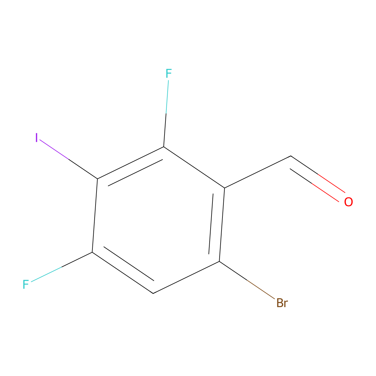 6-Bromo-2,4-difluoro-3-iodobenzaldehyde molecular structure, CAS 2244721-25-1