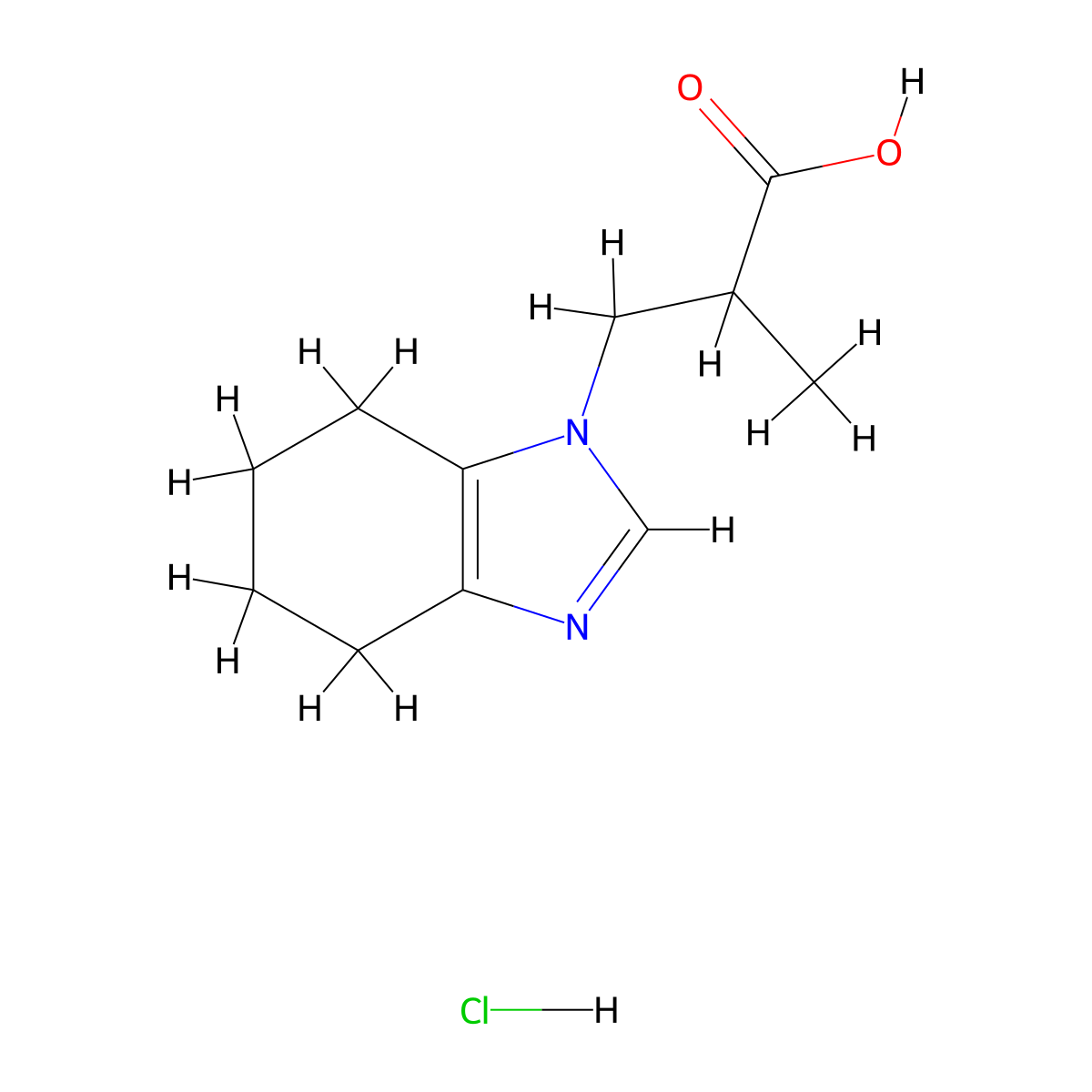 2-Methyl-3-(4,5,6,7-tetrahydro-1H-benzo[d]imidazol-1-yl)propanoic acid hydrochloride molecular structure, CAS 2244721-28-4