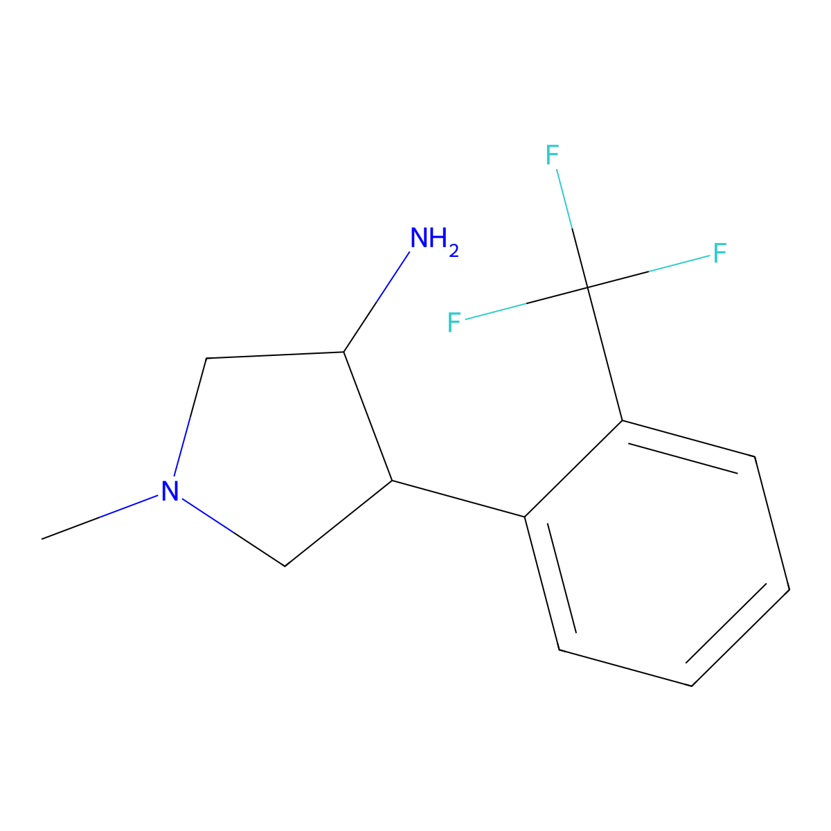 1-Methyl-4-(2-(trifluoromethyl)phenyl)pyrrolidin-3-amine molecular structure, CAS 2244721-37-5